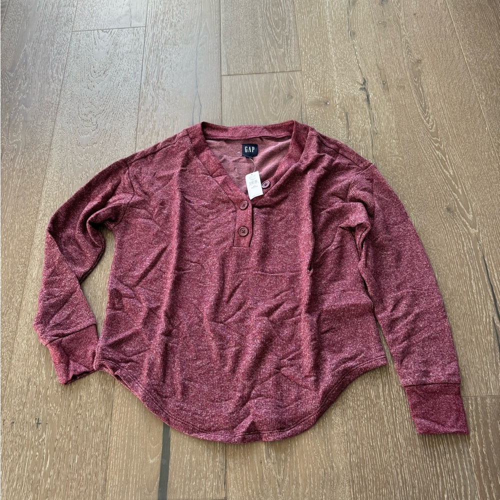 Gap cozy long-sleeve marled Henley top